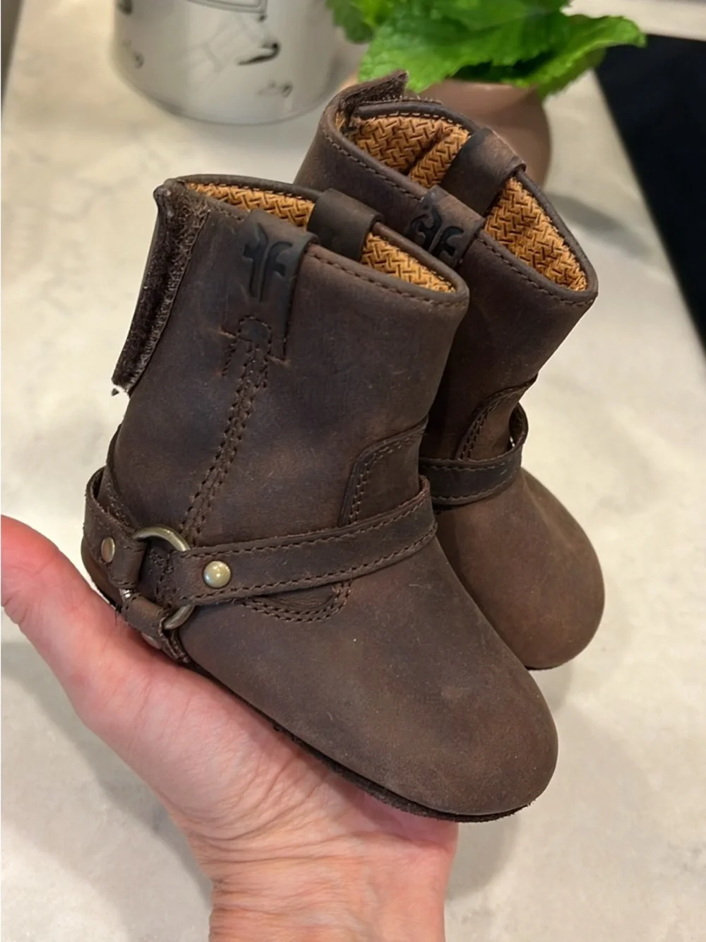 Frye Toddler Brown Leather Harness Boots